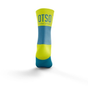 OTSO CALCETIN Corte Medio Light Blue & Fluo Yellow 2