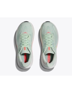 HOKA Clifton 10 MUJER sea Glass / Neon flame 2