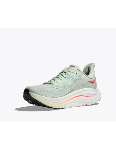 HOKA Clifton 10 MUJER sea Glass / Neon flame