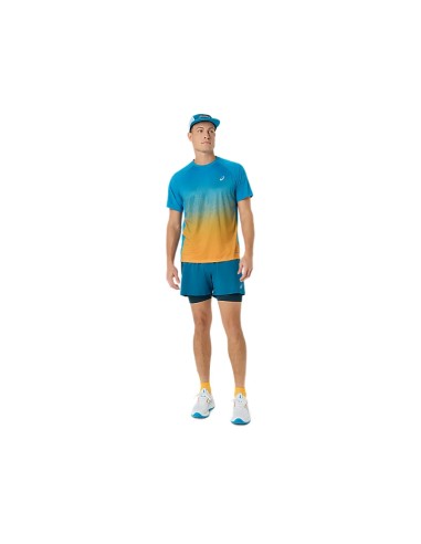 ASICS ROAD FADE SS TOP Aegean Blue/Yamabuki