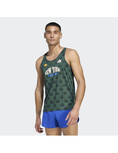 ADIDAS Adizero NYC Running Singlet CGREEN/AURIVY