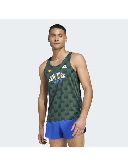ADIDAS Adizero NYC Running Singlet CGREEN/AURIVY