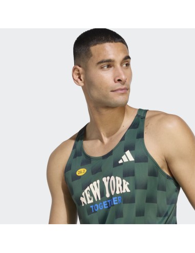 ADIDAS Adizero NYC Running Singlet CGREEN/AURIVY